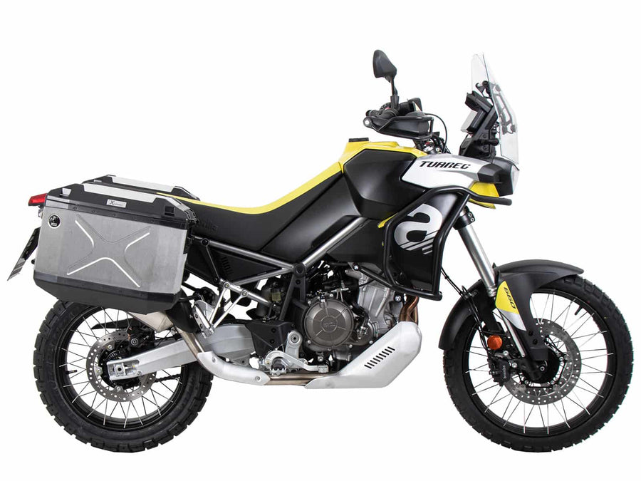 Aprilia Tuareg 660 [2022-2024] - Kofferträgerset Cutout schwarz inkl. Xplorer Cutout silber Kofferset
