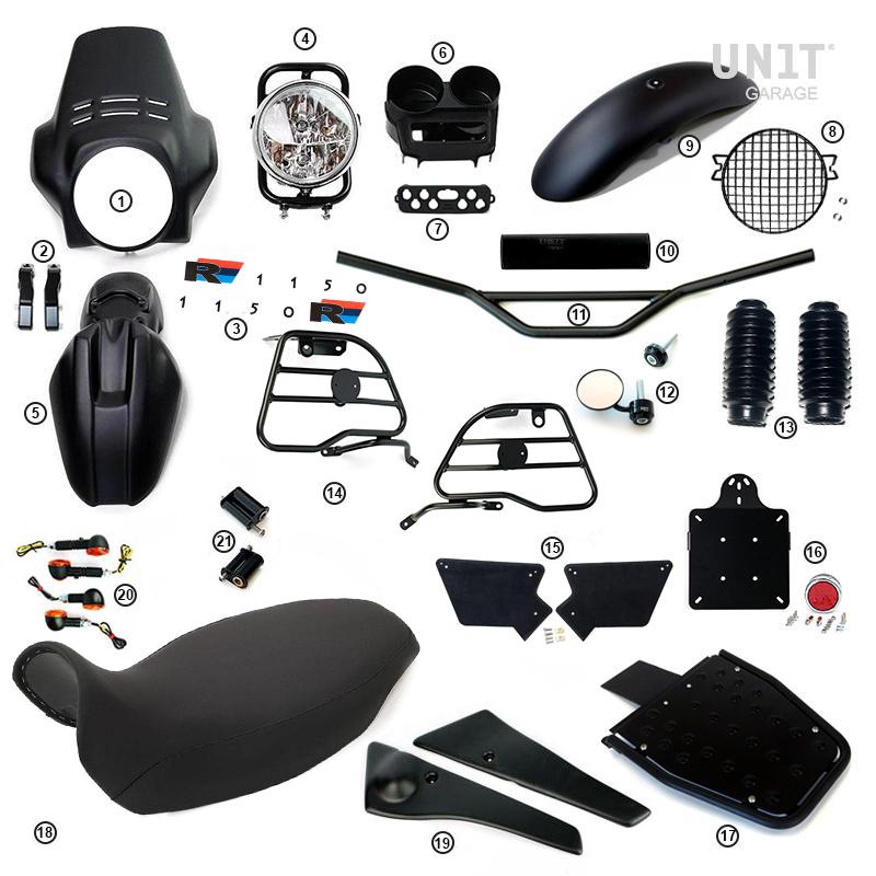 BMW R 1150 R [2000-2006] - PRO Kit mit Rohr-Tankseitenverkleidungen (Mattschwarz)