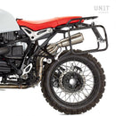 BMW R nineT 1200 Urban G/S (niedriger Auspuff) [2017-2023] - Paar Cult-Seitentaschen aus Spaltleder 40L - 50L + Aluminiumplatte + Atlas NineT Aluminium Taschenrahmen