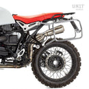 BMW R nineT 1200 Urban G/S (niedriger Auspuff) [2017-2023] - Paar Cult-Seitentaschen aus Spaltleder 40L - 50L + Aluminiumplatte + Atlas NineT Aluminium Taschenrahmen
