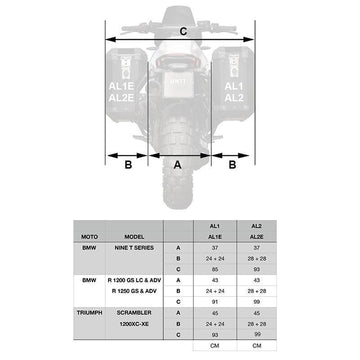 BMW R 1250 GS LC Rad [2019-2023] - Cult Spaltleder-Seitentaschenpaar 40–50L + Alu-Platten + Taschenrahmen