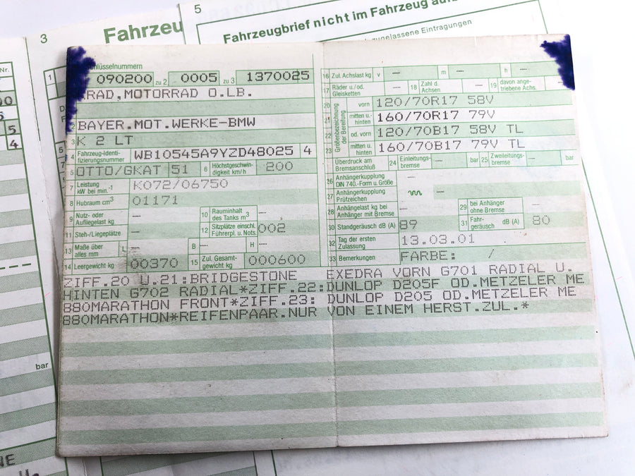 BMW K 1200 LT [2002] - Ram med papper